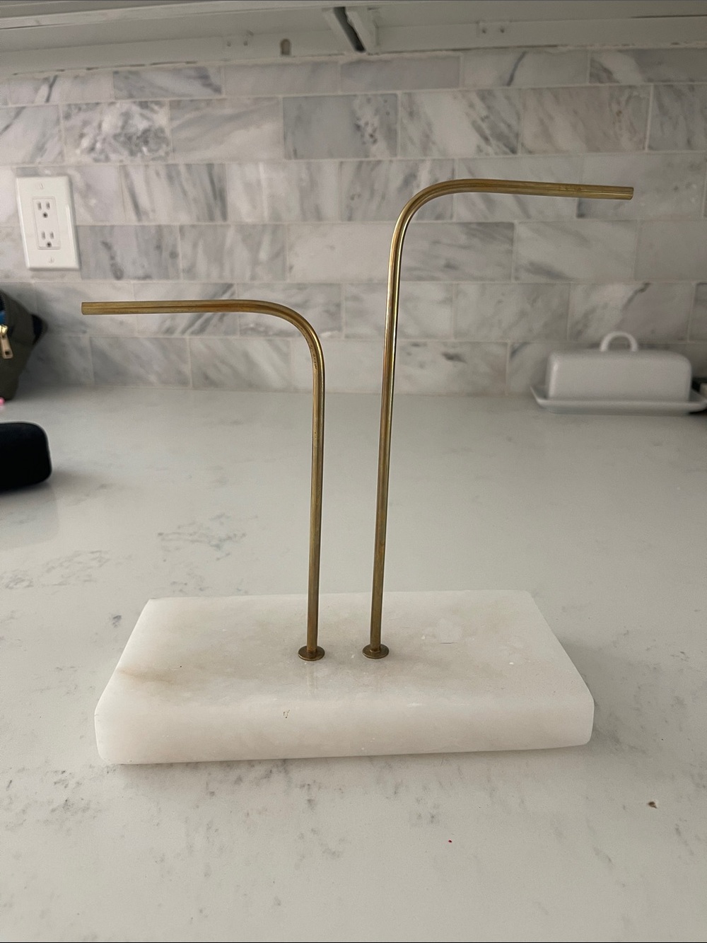 CB2 Lucille Jewelry/Sunglasses Stand T-Bar Display with Brass Arms